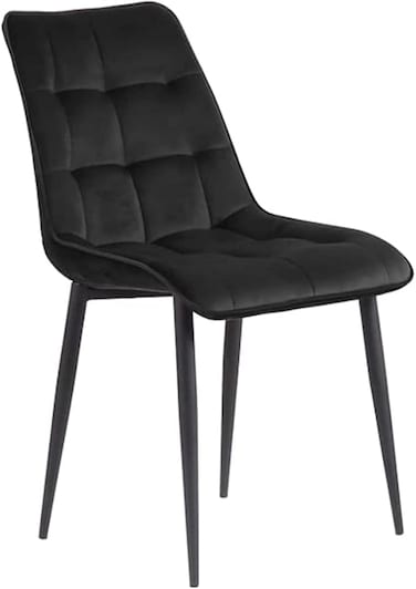 Modern Velvet Dining Chair,Black Metal Legs,Comfortable &amp; Stylish Kitchen Chair(Black)