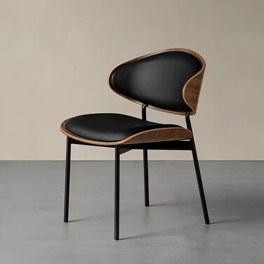Modern Dining Chair,Soft PU Leather Upholstery &amp; Wooden,Elegant &amp; Comfortable,for Home Restaurant Office(Black)