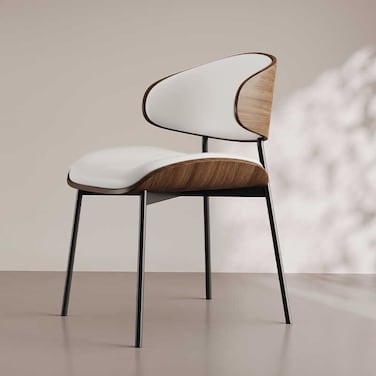 Modern Dining Chair,Soft PU Leather Upholstery &amp; Wooden,Elegant &amp; Comfortable,for Home Restaurant Office(Off-White)