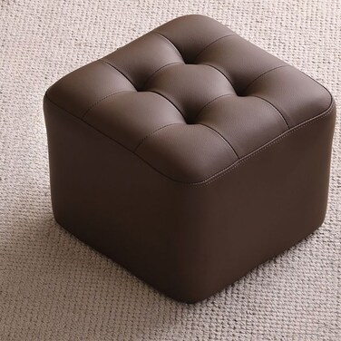 Modern PU Leather Cube Ottoman Stool,Soft Cushioned Footrest,Decorative Pouf for Living Room Bedroom Entryway(Beige)