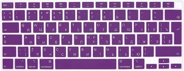 EU/UK Layout Russian Language Silicone Keyboard Cover Skin For MacBook Air 13" 2020 With Touch ID Model:- A2179/A2337 M1 Chip, Keyboard Accessories" Purple