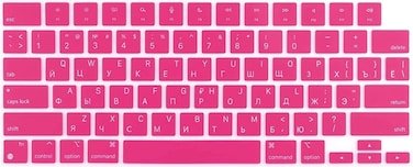 US Layout Russian Language Silicone Keyboard Cover for MacBook Air 13.6" &amp;15" M2/M3 A2681/A3113,M2/M3 A2941/A3114, 2023-2021 MacBook Pro 14" &amp; 16" A2918/A2992/A2442/A2779/A2991/A2485/A2780, Pink
