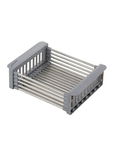 Adjustable Stainless Steel Over the Sink Expandable Dish Rack Grey 46.5x9.5x22.5cm