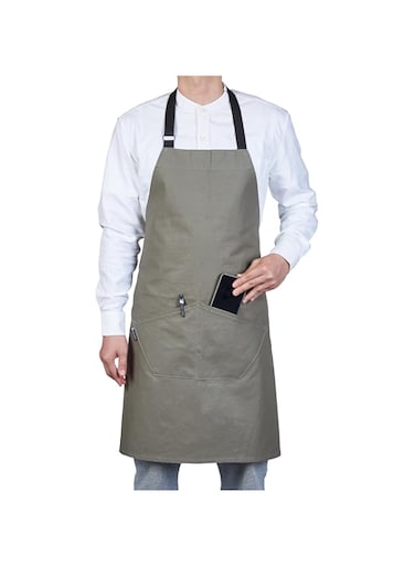 Gray Cotton Cooking Apron - Flame Retardant - 32" x 26" - 1 count box - Restaurantware