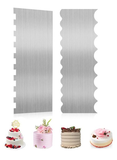 PCS Cake Scraper, Metal Cake Scraper, Double Sided Cake Smoother, Cake Scraper Buttercream Smoother, Cake Cutter, Pastry Scraper Tool, Stainless Steel Cake Edge Scraper