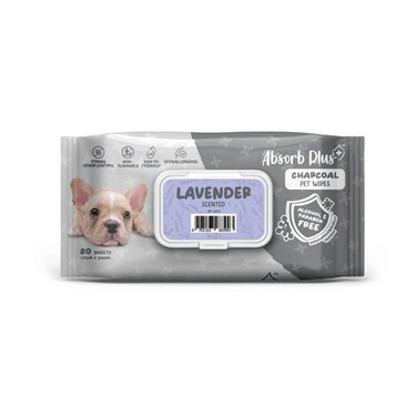 Absorb Plus Charcoal Pet Wipes Lavender Scented

