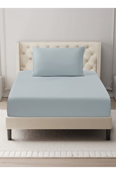 Bedding Fitted Sheet - Fits 120x200 Cm For Single Bed - 2 Pcs (1 Fitted Sheet and 1 Pillowcases) - 35 Cm Deep Pocket - Solid Bed Sheet