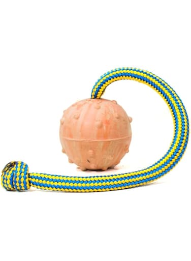 JULIUS-K9, 242BLK-50, IDC natural rubber ball with knot, 50 mm Dog Toys