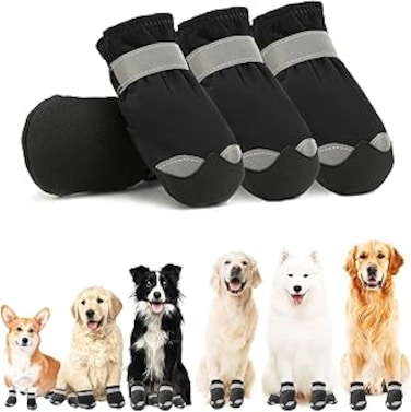 KASTWAVE Dog Shoes for Large Medium Dogs Summer Dog Booties Adjustable Straps Rugged Anti-Slip Sole Paw Waterproof Dog Boot Sports Running Hiking Pet Boots - Comfortable Protectors Easy to Wear Size 8