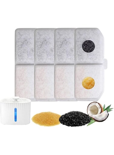 Owving Water Fountain Filters, 4 Packs Pet Water Fountain Filter Replacement Charcoal Water Fountain Filter Compatible with Cat Water Dispenser