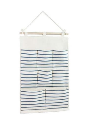 8 Pockets Linen Wall Door Closet Hanging Storage Bag Case Home Door Organizer Multicolour 23x13.7centimeter