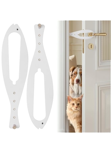 TGIOW LIBBEPET Cat Door Latch, 2 Pcs Flex Latch Cat Door Holder, Cat Door Stopper to Keep Dog Out of Litter Boxes and Food, 5 Adjustable Size Strap 2.5-6" Wide, No Measuring, Easy to Install, White