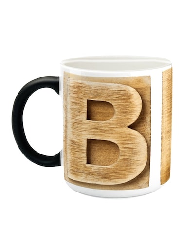 Alphabet B Printed Coffee Mug Beige/Black/White