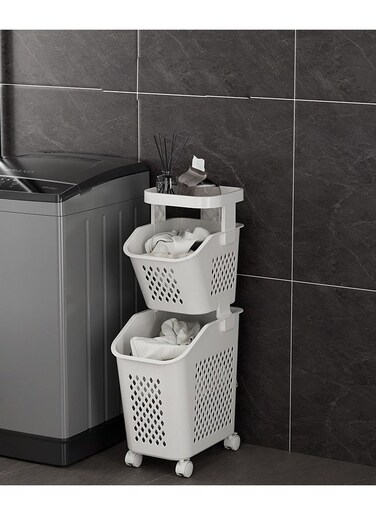 Modern 2 Layers Storage Organizer with Wheels And Storage Table