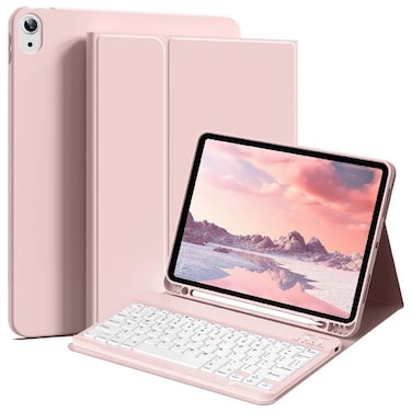 ZOOMEE Keyboard Case for iPad (A16) 11th Generation 11 Inch 2025, iPad 10th Gen 10.9 Inch 2022, Slim Thin &amp; Light Wireless Detachable Proof Folio Keyboard Cover with Pencil Holder - Pink