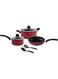 BLACKSTONE 7 Piece Non Stick Cookware Set Red, Aluminum Tempered Glass Lids Cooking Pot/Sause pan/Fry pan/Spatula BL070