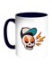 Skull With A Cap Printed Coffee Mug Dark Blue/White/Cyan