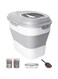 Hcosmy 30-35 Lbs Dog Food Storage Container Collapsible Dog Food Container with Airtight Lids, Wheels, Scoop and 2pcs Food Storage Containers, Large Pet food storage for Dog, Cat (Gray)