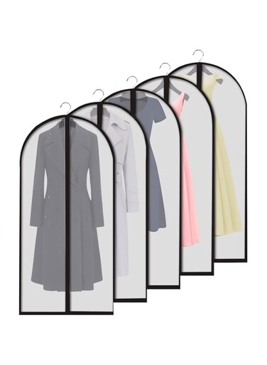 Beauenty Lightweight Breathable Dust Covers with Durable Full Zipper, Dust-proof &amp; Moisture-proof PEVA Storage Bags for Clothes, Travel, and Home Use (Pack of 5) (40 inches)