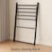 Foldable Clothes Drying Rack with Shoe Storage &ndash; Multi-Purpose Metal Garment Organizer for Bedroom &amp; Laundry, Space-Saving Hanger Stand for Clothes, Towels &amp; Shoes, Clothes Drying Stand Black