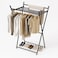 Foldable Clothes Drying Rack with Shoe Storage &ndash; Multi-Purpose Metal Garment Organizer for Bedroom &amp; Laundry, Space-Saving Hanger Stand for Clothes, Towels &amp; Shoes, Clothes Drying Stand Black