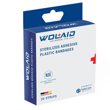Wolaid Sterilized Adhesive Plastic Bandages 19mm*75mm, Pack of 30&rsquo;s