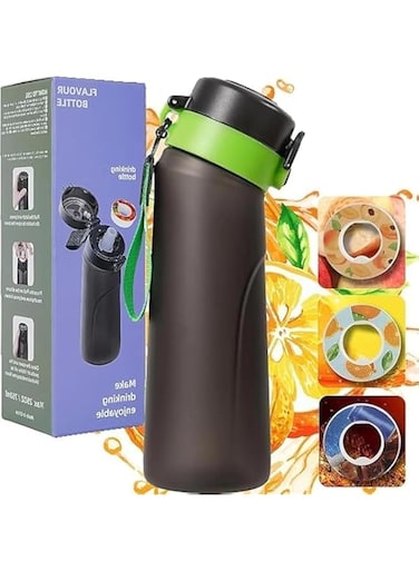 Flavored Water Bottle, Air Water Bottle with Flavor Pods, Flavor Water Bottle,Scent Water Bottle for School Kids,0% sugar, 0 calories, 22oz, 750ml (1 bottle (25 oz/750 ml) + 3 pods in random flavors)