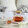 1CHASE Borosilicate Glass Teapot with Bamboo Lid 1000 ML with Tea Warmer and 80 ml Double Wall Glass 6 Pc