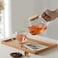 1CHASE Borosilicate Glass Teapot with Bamboo Lid and Removable Infuser 1000ML, Double Wall Glass Coffee Cups Handle 250 ML (2 Pcs)