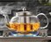 1CHASE Borosilicate Glass Teapot 1500 ML with Heart Shape Tea Warmer and Double Wall Glass 80 ML (6 Pcs)