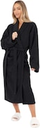 1CHASE 100% Cotton Shawl Bathrobe for Women and Men, Terry Bathrobe Hotel and Spa quality, Highly Absorbent And Light Weight With Pockets (UAE/KSA, Numeric, 36, 38, Regular, Regular, S/M, Black)