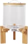 1CHASE Borosilicate Glass Rice Dispenser with Wooden Stand - 5L/8L Flour and Cereal Container with Airtight Bamboo Lid, Glass Measuring Cup, and Multipurpose Storage for Kitchen - 5L (5L)