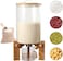 1CHASE Borosilicate Glass Rice Dispenser with Wooden Stand - 5L/8L Flour and Cereal Container with Airtight Bamboo Lid, Glass Measuring Cup, and Multipurpose Storage for Kitchen (8L)