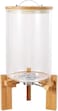 1CHASE Borosilicate Glass Rice Dispenser with Wooden Stand - 5L/8L Flour and Cereal Container with Airtight Bamboo Lid, Glass Measuring Cup, and Multipurpose Storage for Kitchen (8L)