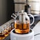 1CHASE Borosilicate Glass Teapot with Stainless Steel Infuser &amp; Removable Lid   1600ml Large Capacity Loose Leaf Tea Strainer with Heat-Resistant Tea Pot Filter for Kitchen