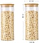1CHASE&reg; Borosilicate Glass Food Storage Jars, Air Tight Kitchen Food Storage Container Set with Natural Bamboo Lids / 3 pcs Spoon for Candy Cookie Rice Sugar Flour Pasta Nuts,1200 ML 3Pcs Set (3)