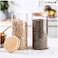 1CHASE&reg; Borosilicate Glass Food Storage Jars, Air Tight Kitchen Food Storage Container Set with Natural Bamboo Lids / 3 pcs Spoon for Candy Cookie Rice Sugar Flour Pasta Nuts,1200 ML 3Pcs Set (3)