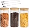 1CHASE&reg; Borosilicate Glass Food Storage Jars, Air Tight Kitchen Food Storage Container Set with Natural Bamboo Lids / 3 pcs Spoon for Candy Cookie Rice Sugar Flour Pasta Nuts,1200 ML 3Pcs Set (3)
