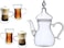 1Chase Heat-Resistant High Borosilicated Arabic Style Clear Glass Teapot 1000 ML With Double Wall Arabic Style Glass Cups, Suitable For Tea And Coffee Set Of 4 Pcs 100ML