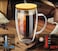 1CHASE Double Walled Glass Coffee Cups with Handle and with Bamboo Lid 450ml, Insulated Coffee Mugs Perfect for Cappuccino, Macchiato, Latte, Tea, Juice, Iced &amp; Hot Pack Of 2 (450ML)