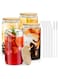 Glass Cups with Bamboo Lids and Straws, 16OZ Ice Coffee Cup, Drinking Cup set with Wooden Lids, Home Essential Glass Tumblers for Beer, Cocktail, Tea and Latte (4 Pack)