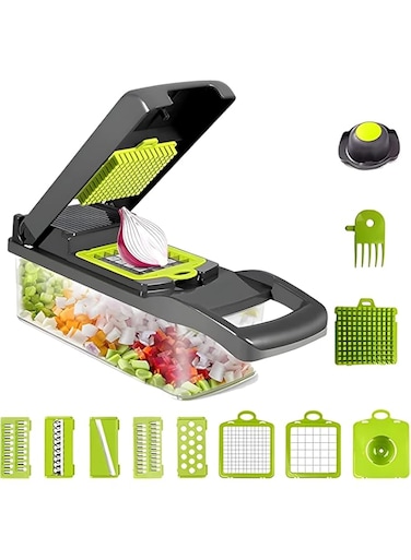 AWH Vegetable Chopper, Pro Onion Chopper, 14 in 1Multifunctional Food Chopper, Kitchen Vegetable Slicer Dicer Cutter,Veggie Chopper With 8 Blades, Carrot and Garlic Chopper With Container