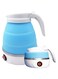 ELTERAZONE Foldable kettle, Portable Foldable Electric Kettle for Travel Food Grade Silicone Electric Water Heater Collapses with Separable Power Cord Ideal for Hiking Camping and indoor(0.6L, blue)