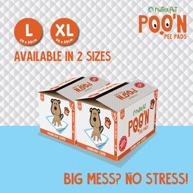 Nutrapet Poo N Pee Pads XL Non Scented 60 Cms X 90 Cms 5 X Absorption With Floor Mat Stickers