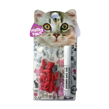 NutraPet Plushy Paws Nail Caps Red #4 Large