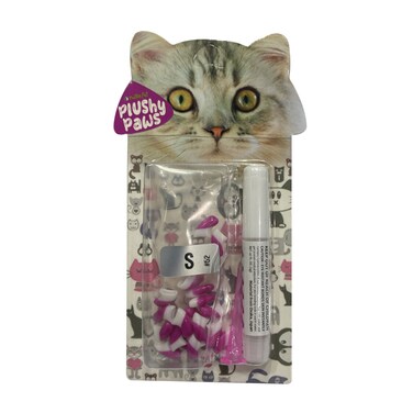 NutraPet Plushy Paws Nail Caps Dual Magenta   White #52 Medium