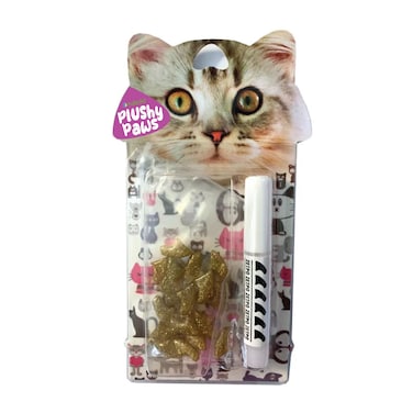 NutraPet Plushy Paws Nail Caps Laser Gold Glitter #72 Medium