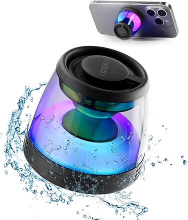 Magnetic Bluetooth Speaker, XO Portable Bluetooth Speaker with RGB Light, Waterproof Wireless Speaker, Phone Stand for iPhone