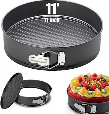 11-Inch Round Cheesecake Pan with Removable Bottom &ndash; Carbon Steel Nonstick Springform Baking Pan, Leak-Proof Cake Mold for Cheesecake, Pizza, Birthday &amp; Christmas Cakes 1 PCS