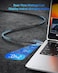 SOOPII 240W USB C to USB C Cable[1.2m],Fast Charging USB C Cable with LED Display for MacBook Pro,lPhone15/15Pro/15ProMax,Galaxy S23+/S23Ultra/S22Ultra,etc,Transparent Shell,(Black)